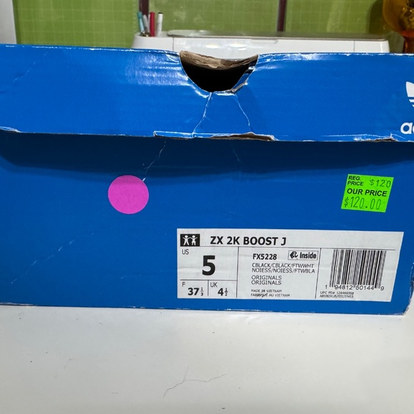 Addidas ZX 2K Boost J Black Boys size 5 NWT original box - Picture 6 of 6